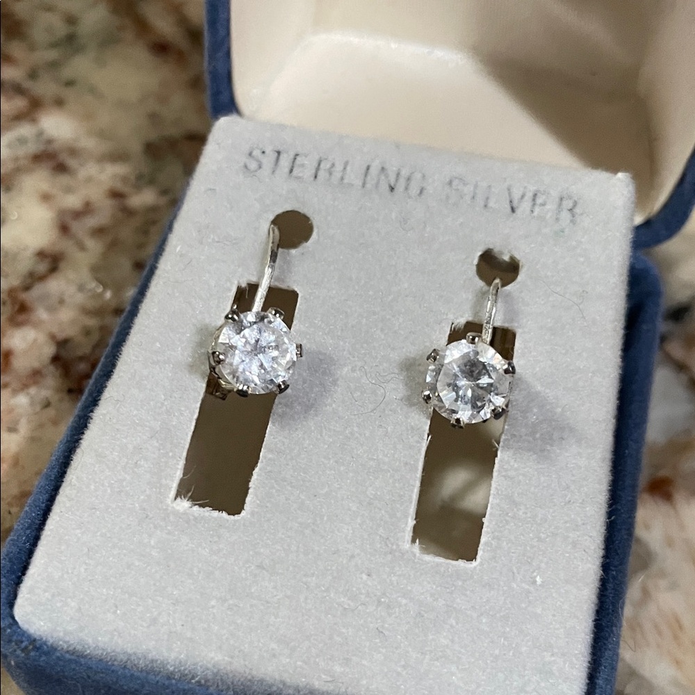Vintage Sterling Silver Crystal Earrings